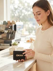 DKNY Women's Versatile Lightweight Adjustable Strap Shopping Commuting Daily Black R53ZKK33-BGD - Black Yellow - View 5