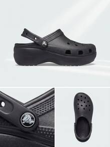 Crocs CLASSIC PLATFORM CLOG Women's Flip-Flops Quick-Dry Easy To Match Anti-Slip Summer Beach Casual Black 206750-001 - Black - View 6