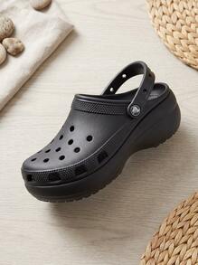Crocs CLASSIC PLATFORM CLOG Women's Flip-Flops Quick-Dry Easy To Match Anti-Slip Summer Beach Casual Black 206750-001 - Black - View 3