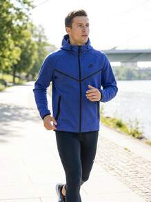 Nike Men's Sports Jackets Durable Versatile Waterproof Training Travel Casual Blue HM7151-539 - Deep Night/Deep Night/Black - View 3