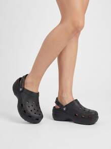 Crocs CLASSIC PLATFORM CLOG Women's Flip-Flops Quick-Dry Easy To Match Anti-Slip Summer Beach Casual Black 206750-001 - Black - View 1