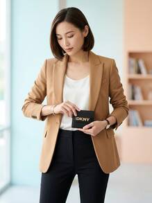 DKNY Women's Versatile Lightweight Adjustable Strap Shopping Commuting Daily Black R53ZKK33-BGD - Black Yellow - View 4