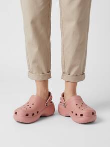 Crocs CLASSIC PLATFORM CLOG Women's Clogs Lightweight Versatile Comfortable Travel Casual Home Rose 206750-6RL - Pink - View 1