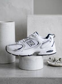 New Balance 新百伦男式运动鞋休闲健身日常穿着透气缓震轻便稳定易搭配系带舒适白银海军蓝 MR530SG - 白色/天然靛藍 - 查看 1