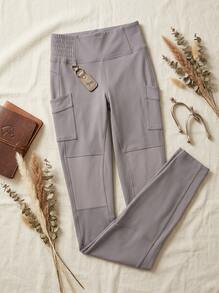 Alo Yoga Leggings HIGH WAIST CARGO Solid Good Elasticity Easy To Wash Outdoor Daily Women Purple W5874R - PURPLE DUSK - 紫色 - 查看 1