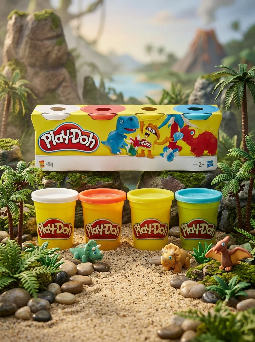 Play-Doh Classic Colors 4-Pack Ages 2+ B5517EU4 - Dinasours - View 1