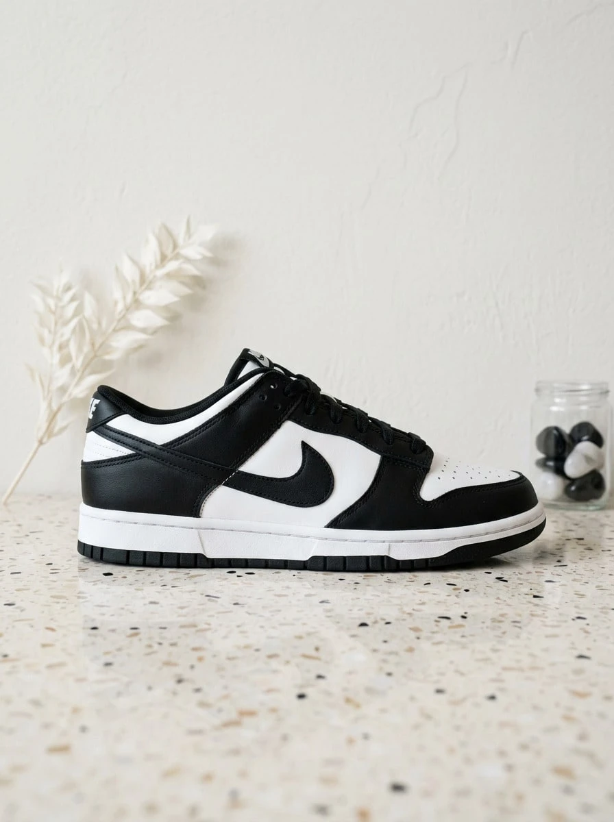 Nike Dunk Low Hi Gs 女款運動鞋,輕量透氣緩震,日常休閒,黑色 CW1590-100 - 白色/白色/黑色 - 查看 1