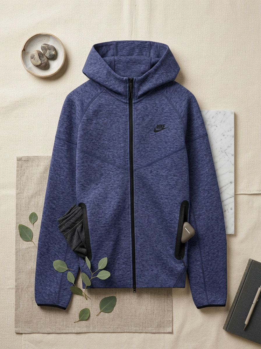 Nike 男款連帽衛衣 刷毛輕量保暖 百搭日常戶外穿搭 海軍藍 FB7921-473 - 藏蓝色 - 查看 1