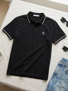 CALVIN KLEIN JEANS Men's Polo Shirts Skin-Friendly Versatile Comfortable Weekend Office Commuting Black J30J315603-BAE - Black - View 3
