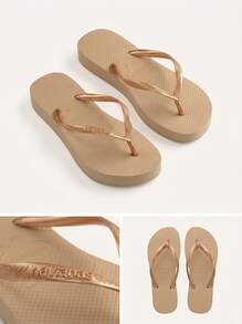 Havaianas Slim Flatform Women's Flip-Flops Gold 4144537 - Golden - View 6