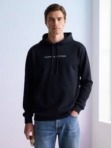 Tommy Hilfiger Men's Hoodies Soft Fleece-Lined Warm Going Out Sports Outdoor Blue UM0UM03665-DW5 - Desert Sky - View 2
