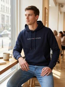 Tommy Hilfiger Men's Hoodies Soft Fleece-Lined Warm Going Out Sports Outdoor Blue UM0UM03665-DW5 - Desert Sky - View 5
