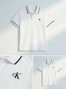 CALVIN KLEIN JEANS Men's Polo Shirts Comfortable Lightweight Soft Commuting Travel Golf White J30J315603-YAF - White - View 6