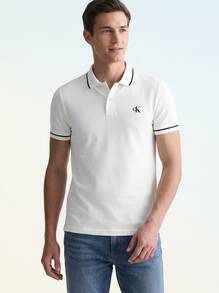 CALVIN KLEIN JEANS Men's Polo Shirts Comfortable Lightweight Soft Commuting Travel Golf White J30J315603-YAF - White - View 2