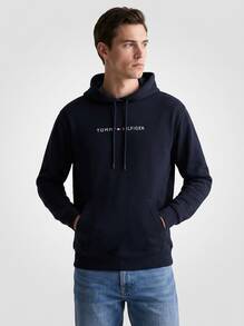 Tommy Hilfiger Men's Hoodies Soft Fleece-Lined Warm Going Out Sports Outdoor Blue UM0UM03665-DW5 - Desert Sky - View 4