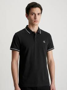 CALVIN KLEIN JEANS Men's Polo Shirts Skin-Friendly Versatile Comfortable Weekend Office Commuting Black J30J315603-BAE - Black - View 1
