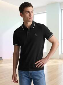 CALVIN KLEIN JEANS Men's Polo Shirts Skin-Friendly Versatile Comfortable Weekend Office Commuting Black J30J315603-BAE - Black - View 2