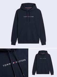 Tommy Hilfiger Men's Hoodies Soft Fleece-Lined Warm Going Out Sports Outdoor Blue UM0UM03665-DW5 - Desert Sky - View 6