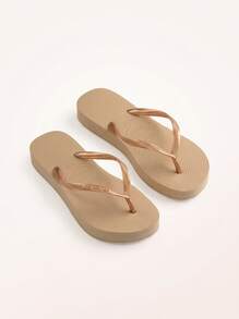 Havaianas Slim Flatform Women's Flip-Flops Gold 4144537 - Golden - View 2