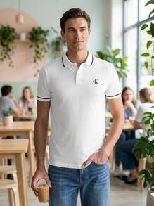 CALVIN KLEIN JEANS Men's Polo Shirts Comfortable Lightweight Soft Commuting Travel Golf White J30J315603-YAF - White - View 5