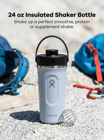 Hydro Flask Shaker Unisex Sports Bottle Insulated Sweat Absorption Warmth Decoration Lightweight Solid Easy To Wash Leakproof Outdoor Daily School Blue/Black 24OZ MXC24484