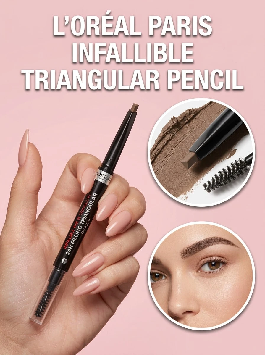 L’Oreal Paris Infallible 24H Brow Filling Triangular Pencil 3.0 Brunette 2.5 Ml – Eyebrow Pencil, Long-Lasting, For Women, Brunette, Suitable For Daily Beauty Routine - 3.0 Brunette - View 1