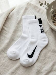 Nike 2 Pack Multiplier Unisex Running Socks White / Black - Black and White - View 2