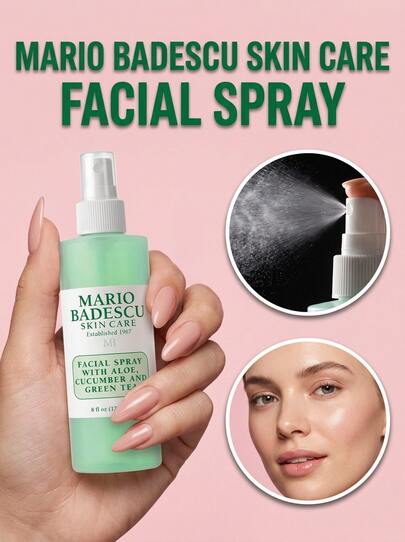 Mario Badescu Facial Spray With Aloe, Cucumber And Tea 236 Ml – Hydrating & Soothing Mist, Cooling Botanical Infusion, Revitalizing Tea Extract For Dull Skin, Daily Moisture Boost, Perfect For All Skin Types, Travel-Friendly Spray
