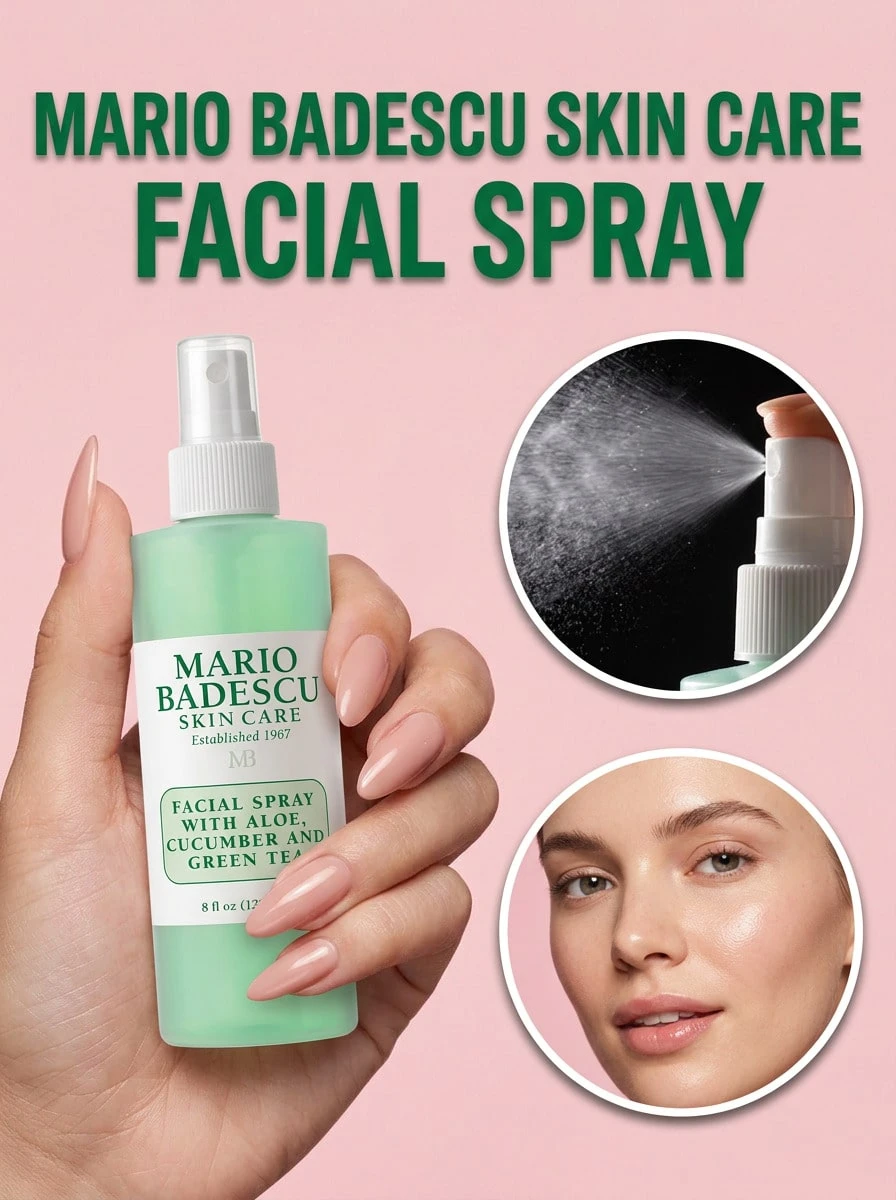 Mario Badescu رذاذ الوجه بالصبار والخيار والشاي الأخضر 236 مل - شفاف - مشاهدة 1