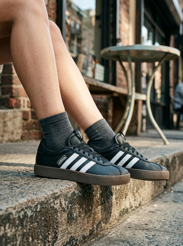 Adidas VL Court Women's Casual Athletic Shoes Flexible Rubber Outsole Lightweight Daily Shopping Casual ID8796 - CoreBlack/CloudWhite/Gum - View 1