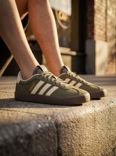 Adidas VL Court Men's Casual Athletic Shoes Flexible Rubber Outsole Lightweight Commuting Gym Travel Green KJ6805