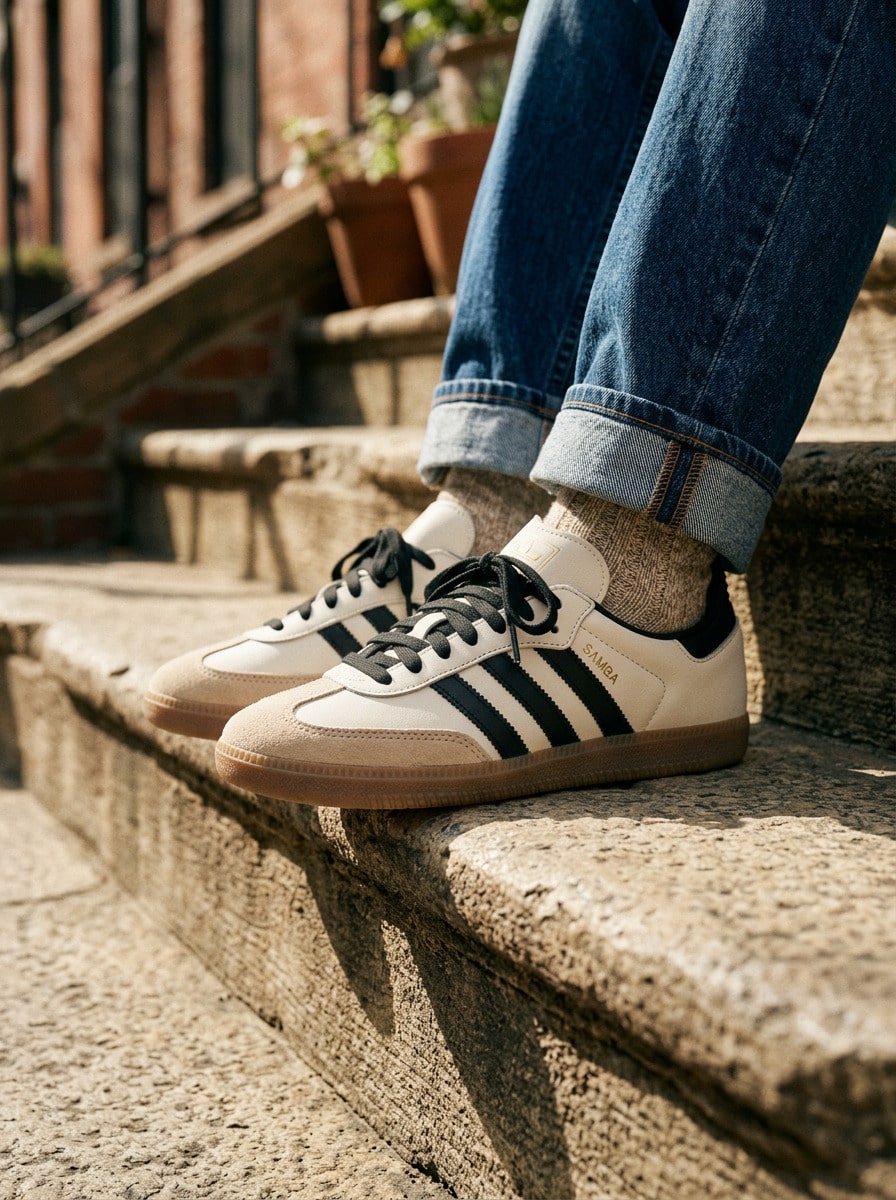 Adidas Samba Og 女式运动鞋米色黑色 ID0478 - 乳白色/核心黑色/沙層 - 查看 1