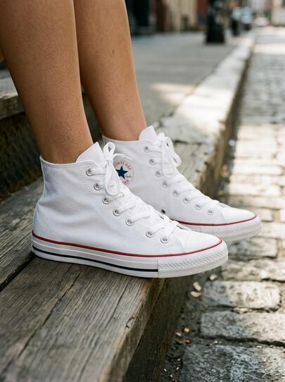 Converse Chuck Taylor All Star Hi Women's Casual Athletic Shoes Retro Comfortable Versatile Outing Walking Gym White M7650C
