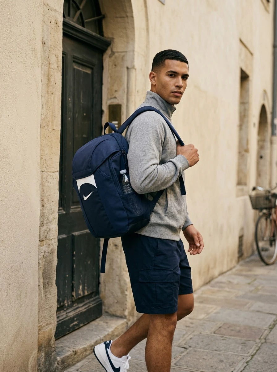 Nike Outdoor Lightweight Backpack Spacious Premium Versatile Outdoor Weekend School Navy DV0761-410 - Midnight Navy/Midnight Navy/White - View 1