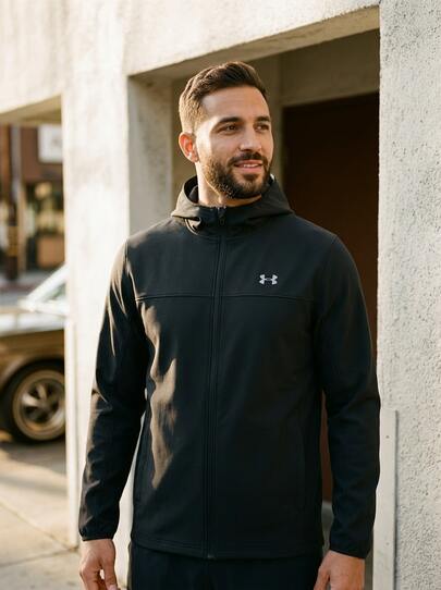Under Armour UA Men's Sports Jackets Adjustable Warm Stretchy Training Travel Casual Black 6005897-001