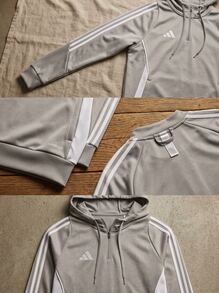Adidas هوديز رياضية وخارجية للرجال متعددة الاستخدامات دافئة وخفيفة الوزن للتنقل والخروج والتدريب رمادي IR7551 - رمادي - مشاهدة 4