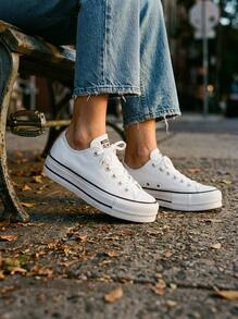 Converse Chuck Taylor All Star Lift Ox Women's Casual Athletic Shoes Flexible Rubber Outsole Lightweight School Office Shopping White 560251C - White/Black/White - View 1