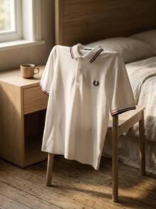 Fred Perry Men Outdoor Shirts Quick-Dry Skin-Friendly Stretchy Home School Gym Red M3600-T60 - Snow White/Burnt Red/Navy - View 5