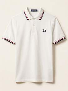 Fred Perry Men Outdoor Shirts Quick-Dry Skin-Friendly Stretchy Home School Gym Red M3600-T60 - Snow White/Burnt Red/Navy - View 2