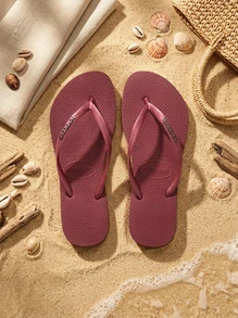 Havaianas نعال نسائية معدنية بشعار نحيف باللون الذهبي الوردي - Amaranth - مشاهدة 1