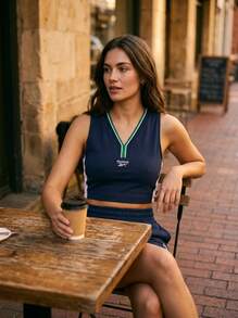 Reebok Women Sports Tees & Tanks Classic Fit Quick-Dry Skin-Friendly Home School Gym Blue HS4776 - Blue - View 3