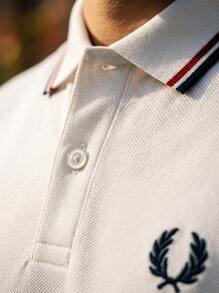 Fred Perry Men Outdoor Shirts Quick-Dry Skin-Friendly Stretchy Home School Gym Red M3600-T60 - Snow White/Burnt Red/Navy - View 6