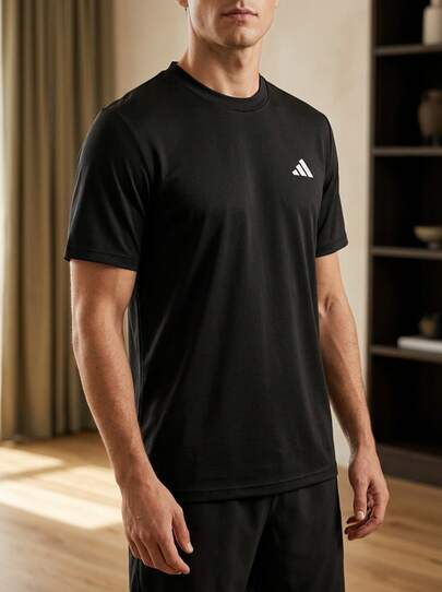 Adidas Men's Sports Tees & Tanks Easy To Match Moisture-Wicking Breathable Weekend Sports Outdoor Black IC7438