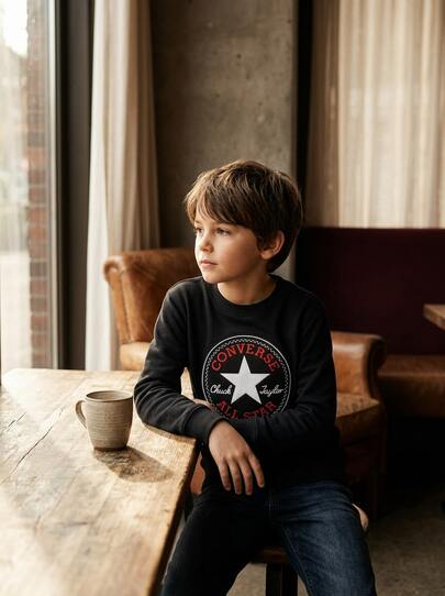 Converse Chuck Taylor All Star Tee (Kids) Kids' Durable Comfortable Versatile Travel Daily Weekend Black 966243-023