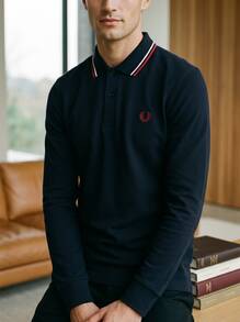 Fred Perry Men Sport Polos Soft Premium Breathable Casual Weekend Travel Navy M3636-T55 - Navy - View 1
