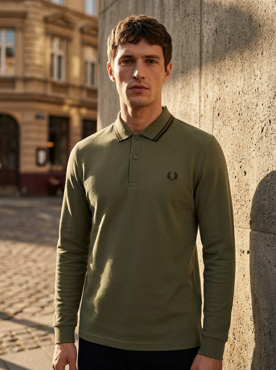 Fred Perry Men's Sports Tees & Tanks Comfortable Versatile Lightweight Travel Daily Weekend Green M3636-W49 - Green - View 1