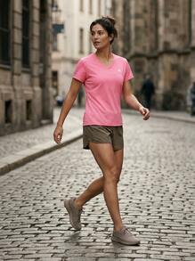 Adidas Workout Essentials Women's V-Neck T-Shirt Pink - Hot Pink - View 5