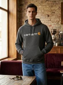 Carhartt هودي رياضي وخارجي للرجال، قابل للتنفس، سهل التنسيق، بقصة كلاسيكية، للرياضة والتنقل في عطلة نهاية الأسبوع، رمادي 100074-026 - رمادي - مشاهدة 1