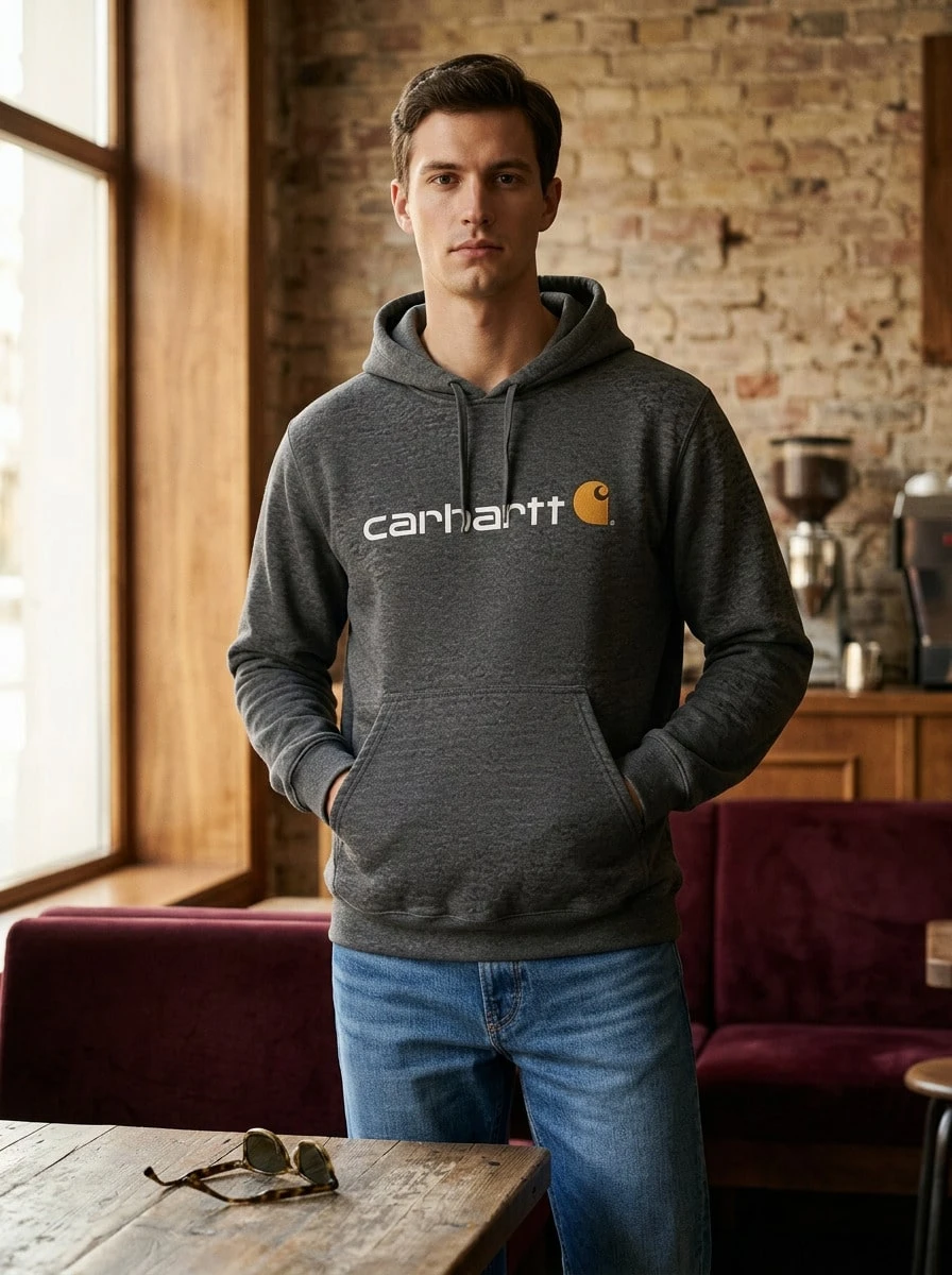 Carhartt هودي رياضي وخارجي للرجال، قابل للتنفس، سهل التنسيق، بقصة كلاسيكية، للرياضة والتنقل في عطلة نهاية الأسبوع، رمادي 100074-026 - رمادي - مشاهدة 1