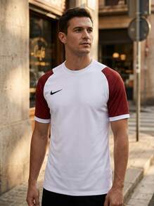 Nike Men Soccer Jerseys Classic Lightweight Durable Travel Commuting Sports Black HV8160-102 - Red and White - View 1